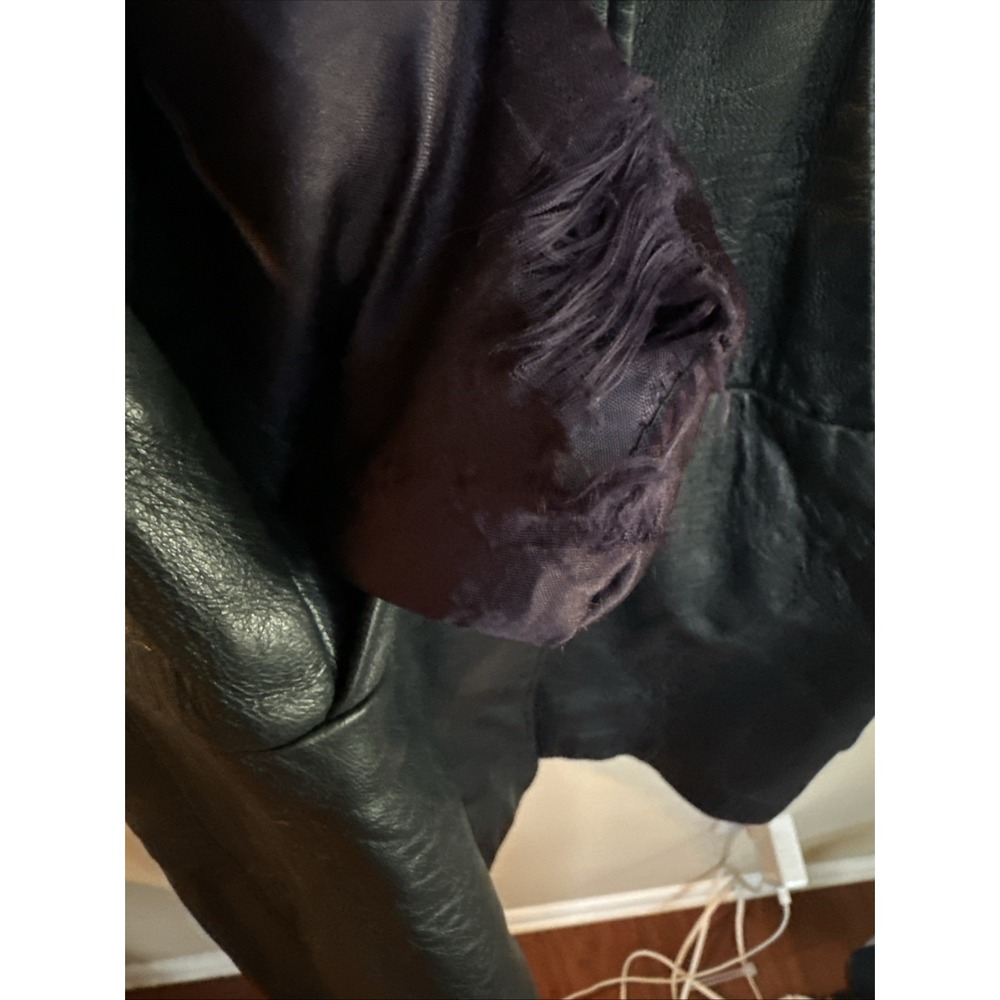 Vintage 1960s LEATHER & FOX FUR Butter soft Leather Swing Coat‎ Jacket Mod Small - Picture 4 of 4